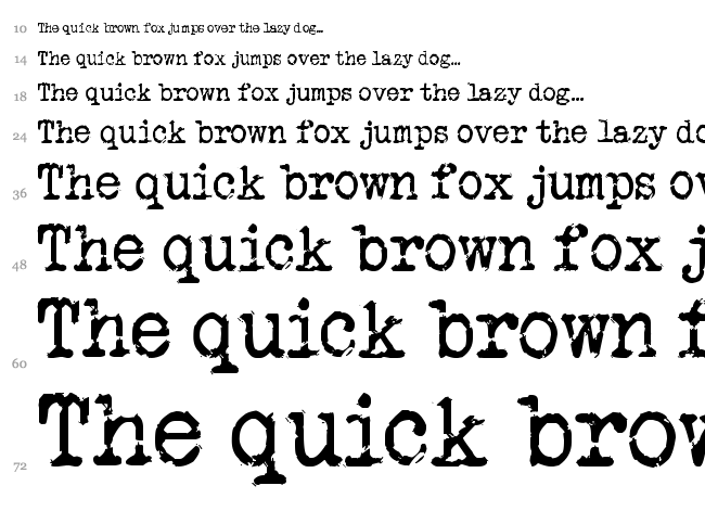 Veteran Typewriter font waterfall